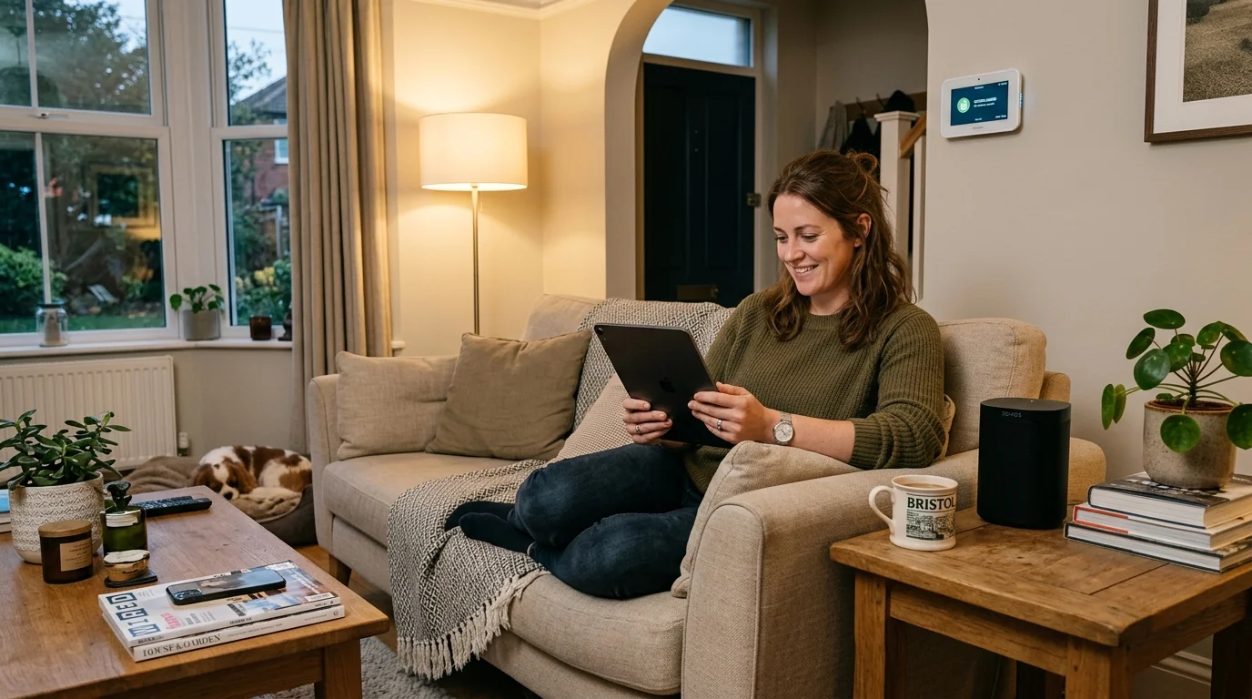 Modern home with AI-powered smart devices working seamlessly in the background